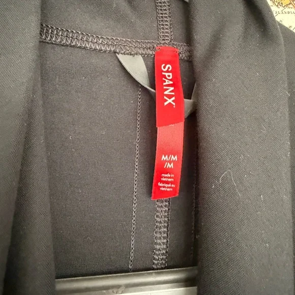 Spanx Ponte Leather Sleeve Drape Front Jacket - Picture 7 of 9